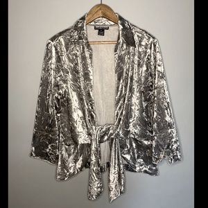 Mishca Crushed Velvet Tie Front Open Top Jacket PL